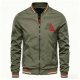 Triangle-Embroidered Olive Green Bomber Jacket